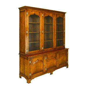 Tall Display Cabinet - Solid Oak Dressers & Cupboards - Tudor Oak, UK