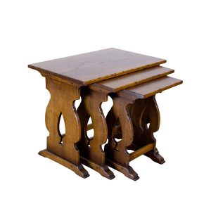 Wooden Nest of Tables - Solid Oak Coffee Tables - Tudor Oak, UK