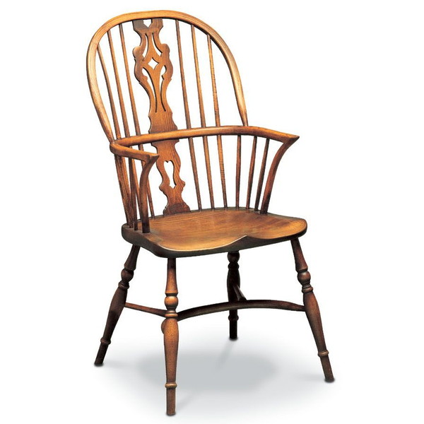 Traditional Handmade Georgian Windsor Chair with Arms - Tudor Oak, UK