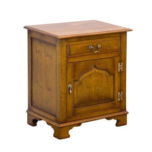 English Oak Bedside Cabinet - Solid Oak Bedside Tables - Tudor Oak, UK