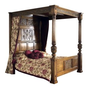 Four Poster Canopy Bed - Handmade Bespoke Solid Oak Beds - Tudor Oak