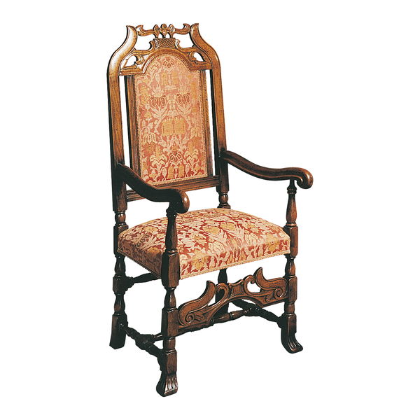 Carved Dining Chair With Arms - Bespoke Dining Chairs - Tudor Oak, UK