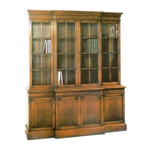 Bookcase with Glass Doors - Oak Bookcases & Bookshelves - Tudor Oak UK