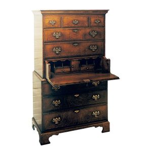 Oak Bureau with Drawers - Solid Wood Writing Bureau Desks - Tudor Oak