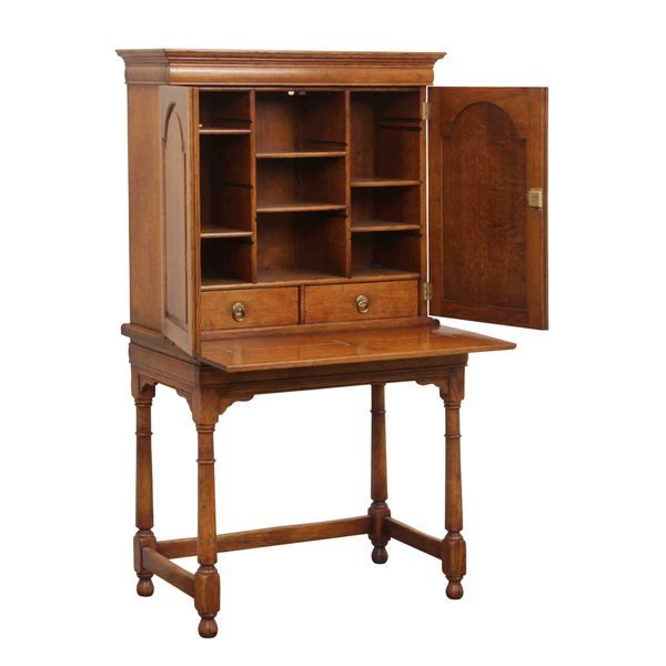Small Cabinet Desk - Solid Oak Writing Bureau Desks - Tudor Oak, UK