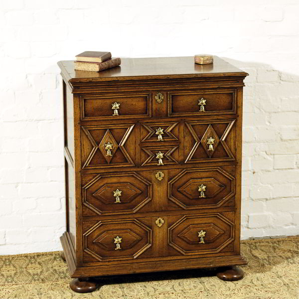Narrow Chest of Drawers - Solid Oak Chests of Drawers - Tudor Oak, UK