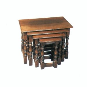 Classic Oak Nest of Tables - Solid Oak Coffee Tables - Tudor Oak, UK