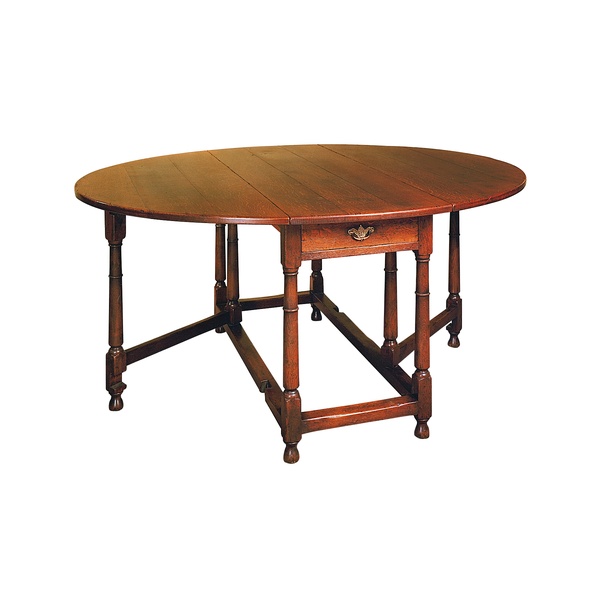Gateleg Table with Drop Leaf - Solid Oak Dining Tables - Tudor Oak, UK
