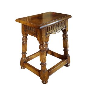 Small Stool with Carving - Oak Benches, Settles & Stools - Tudor Oak