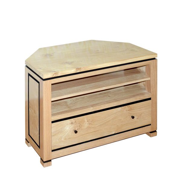 Light Oak Corner TV Stand - Modern Oak Furniture - Tudor Oak, UK